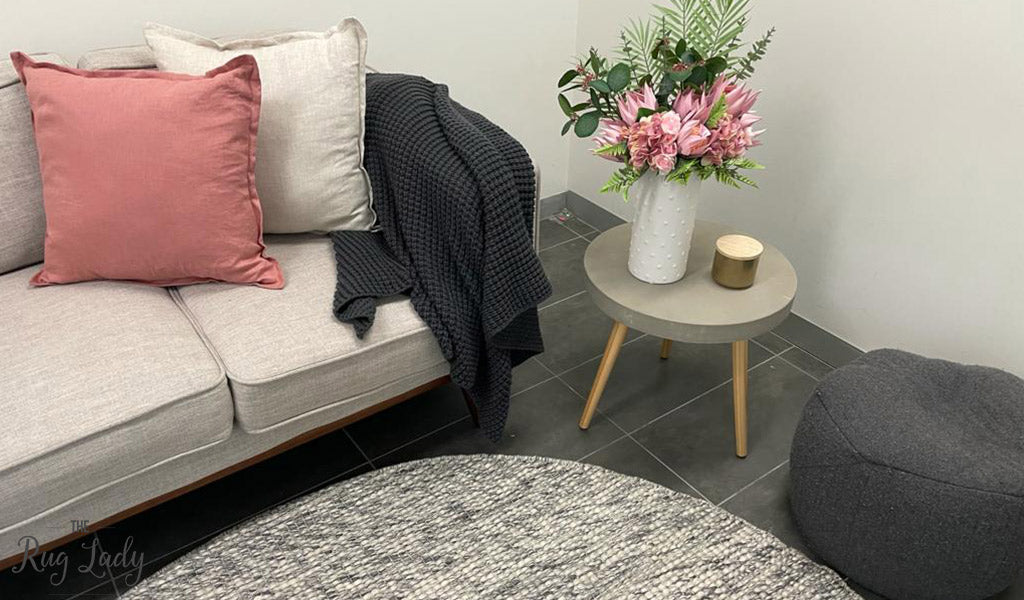 Darcy Grey Felted Wool Round Rug