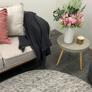 Darcy Grey Felted Wool Round Rug