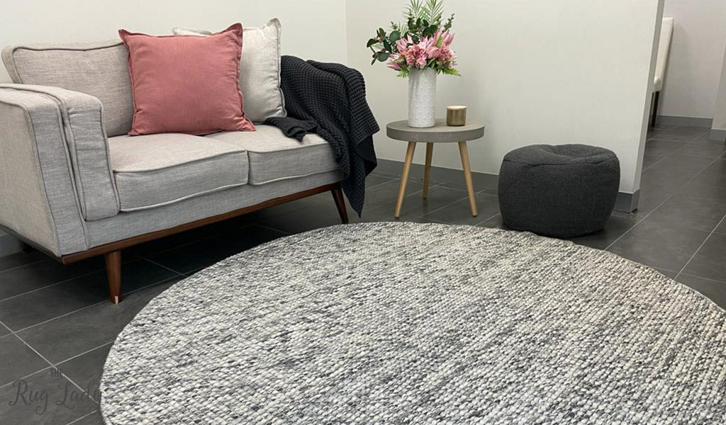 Darcy Grey Felted Wool Round Rug