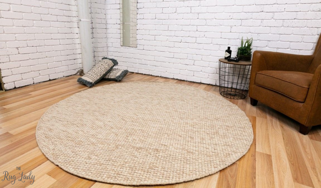 Darcy Beige Felted Wool Round Rug