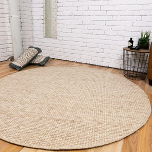Darcy Beige Felted Wool Round Rug