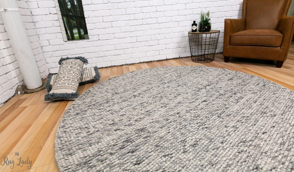 Darcy Grey Felted Wool Round Rug