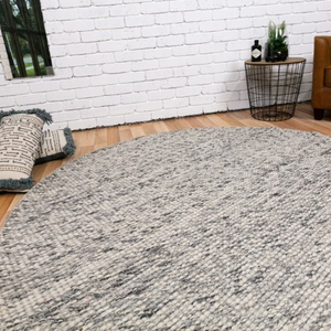Darcy Grey Felted Wool Round Rug