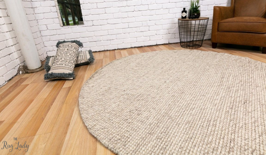 Darcy Light Grey Felted Wool Round Rug