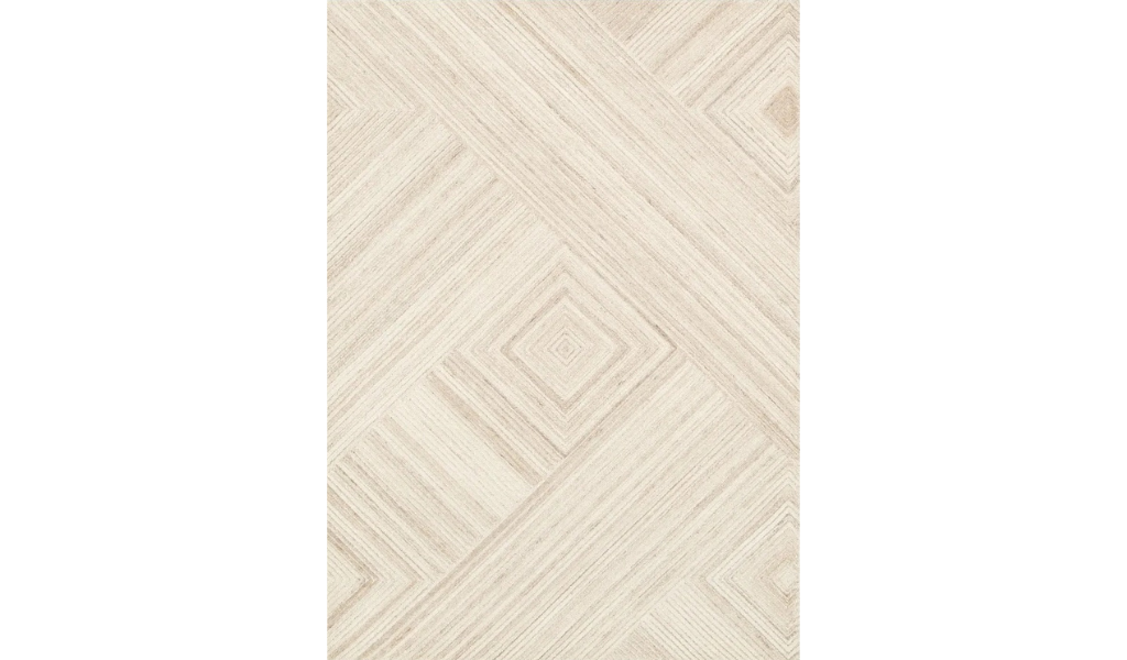 Isla Ivory Beige Diamond Geometric Wool Rug