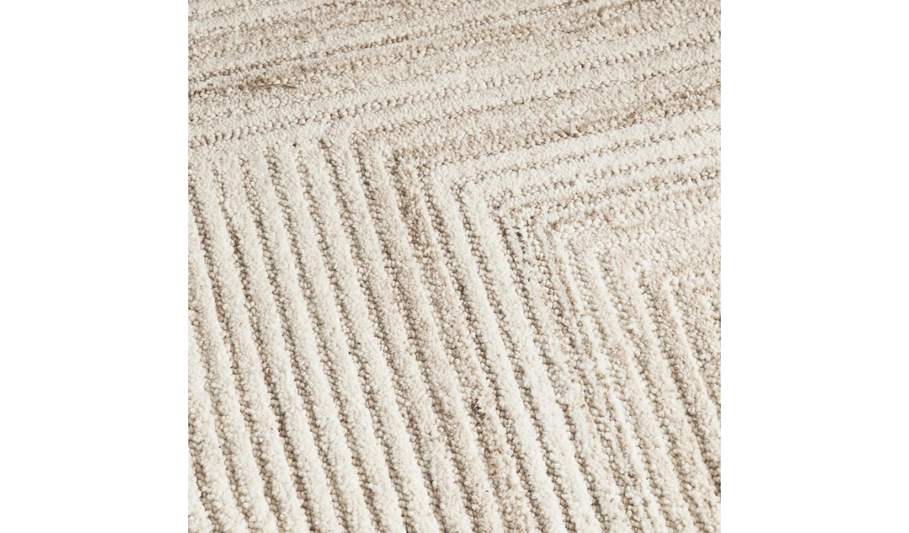 Isla Ivory Beige Diamond Geometric Wool Rug
