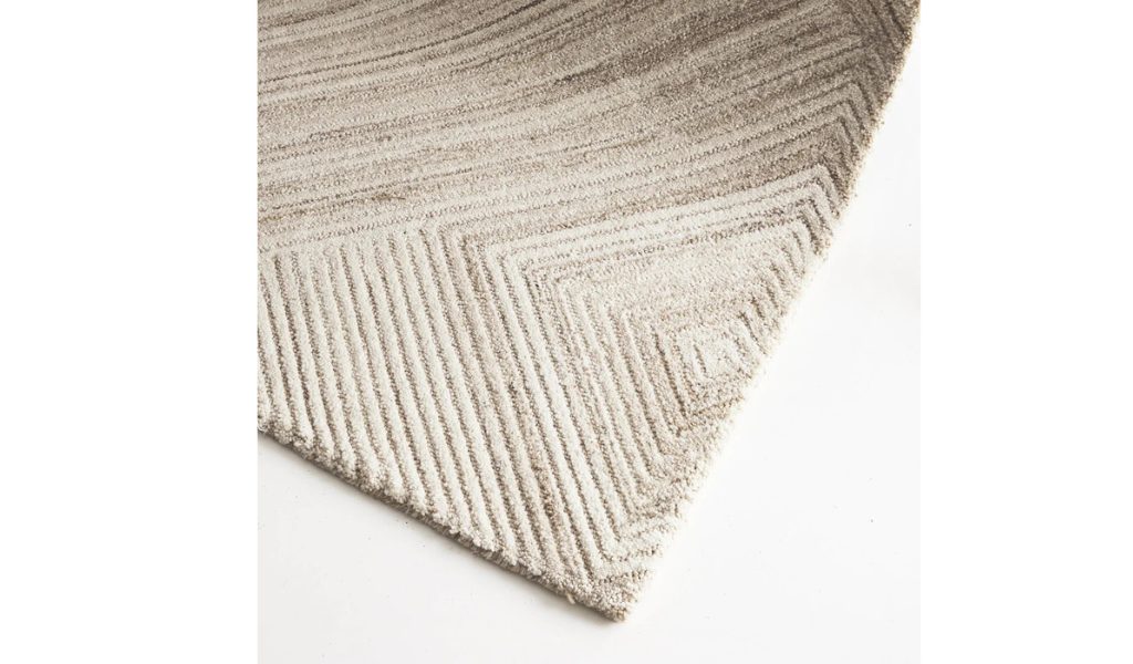 Isla Ivory Beige Diamond Geometric Wool Rug