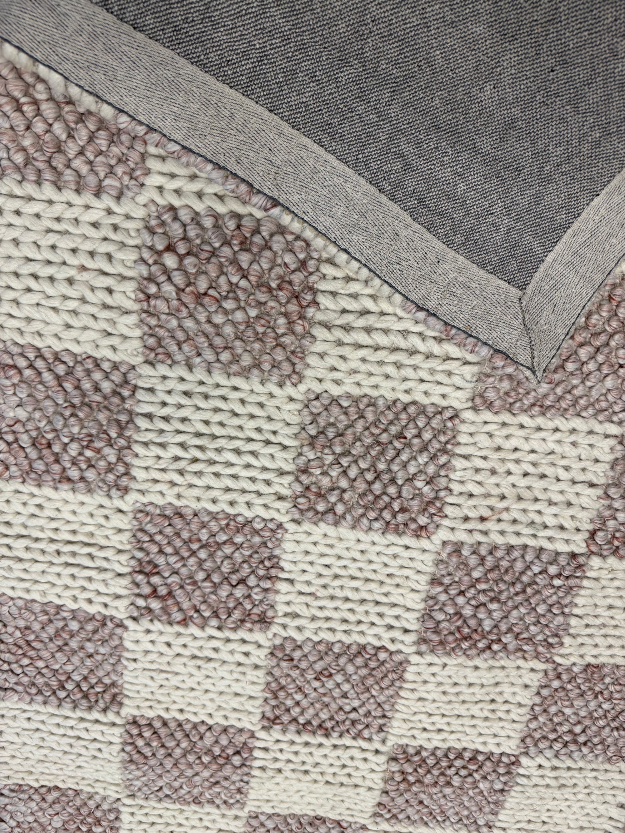 Hudson soft pink Checker Wool Blend Rug