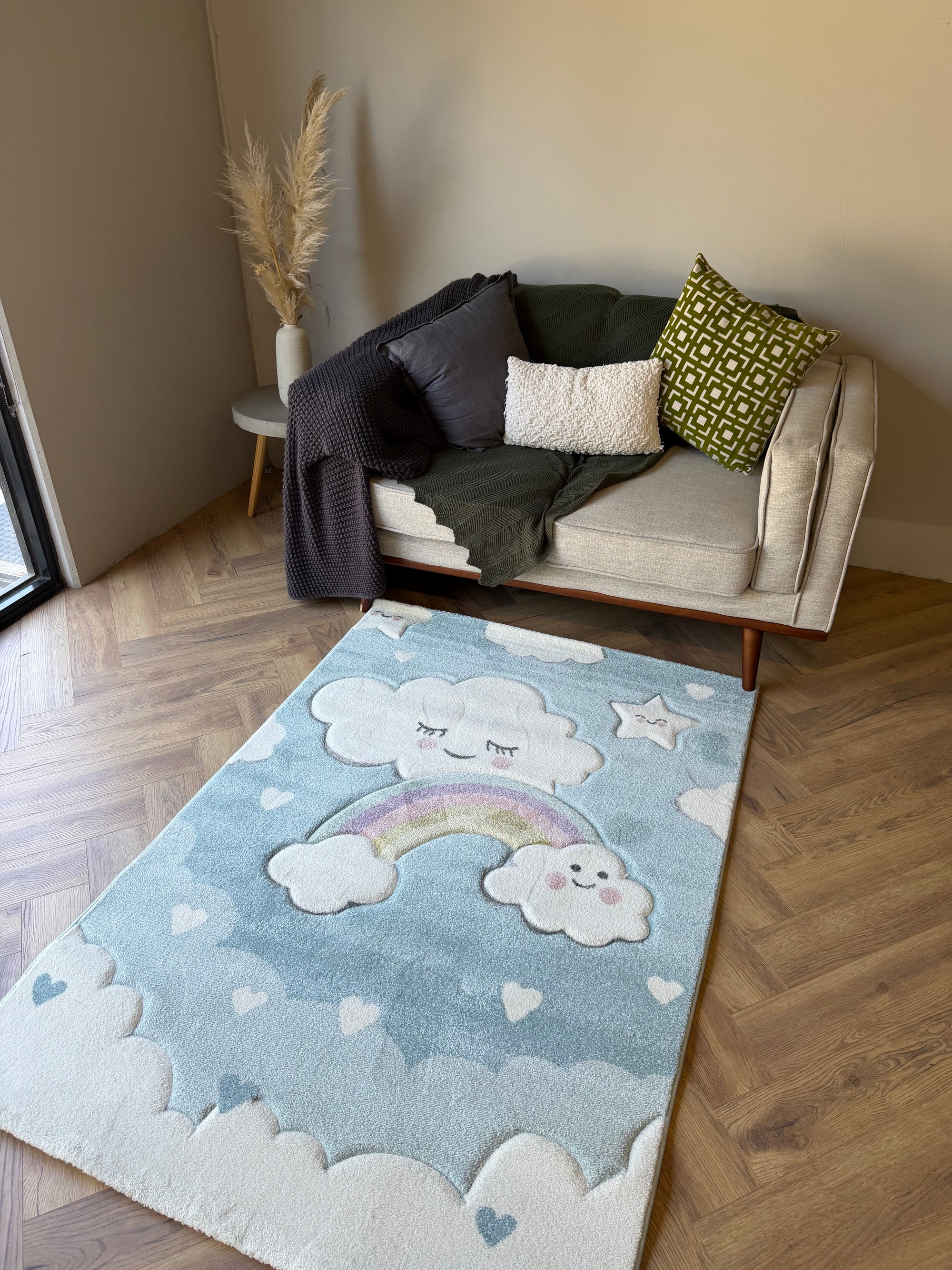 Sky Smiles Rainbow Rug – Blue 120x170