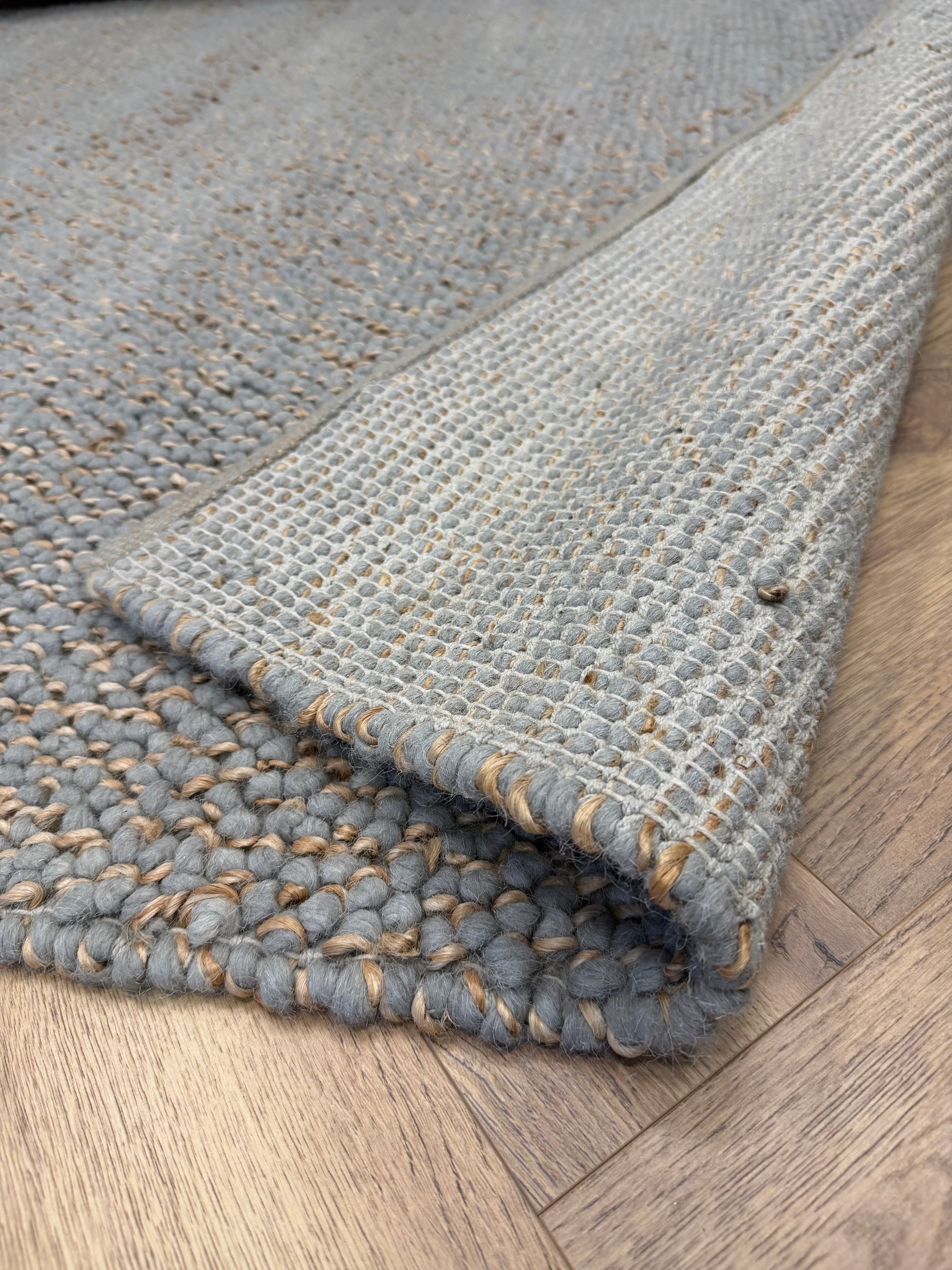 Evie Blue Handwoven Braided Wool Blend Rug