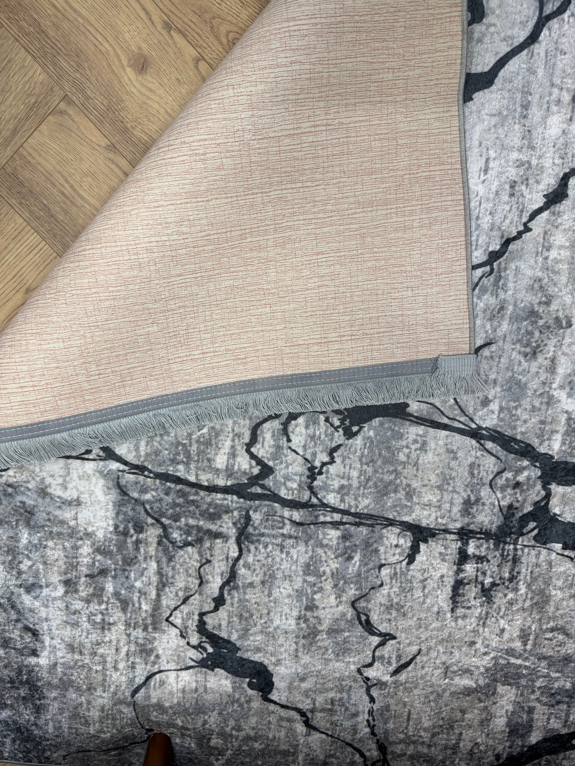 Marbella Marble Abstract Rug – Silver & Charcoal