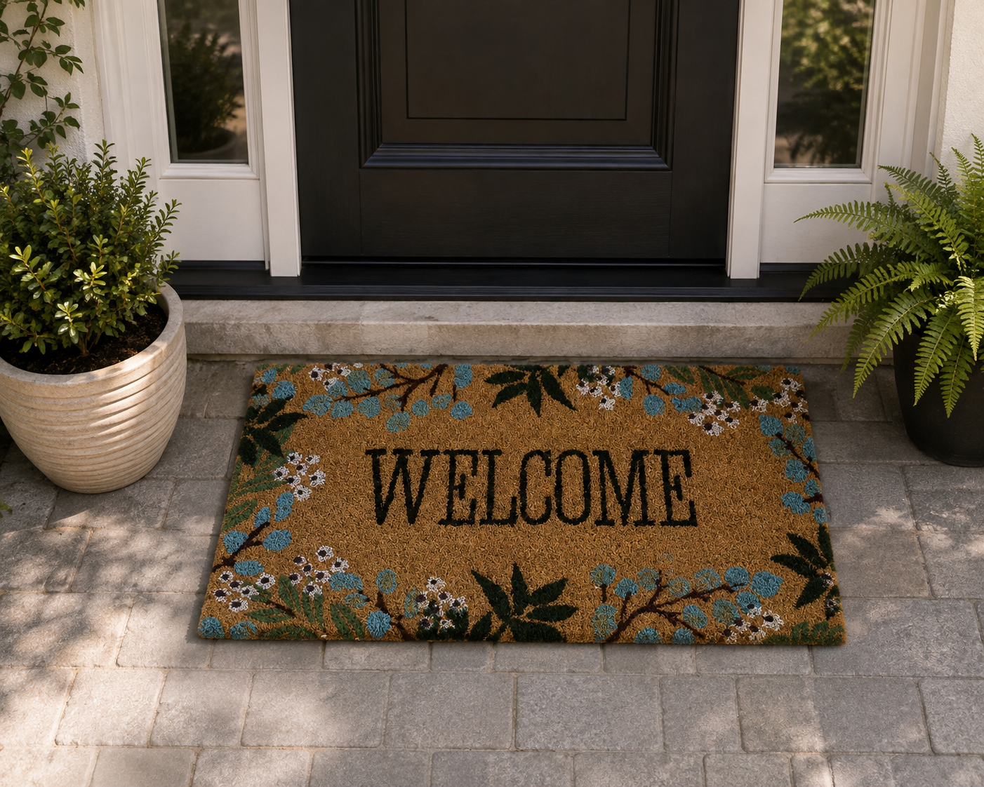 Outdoor Coir Mat - Floral Welcome