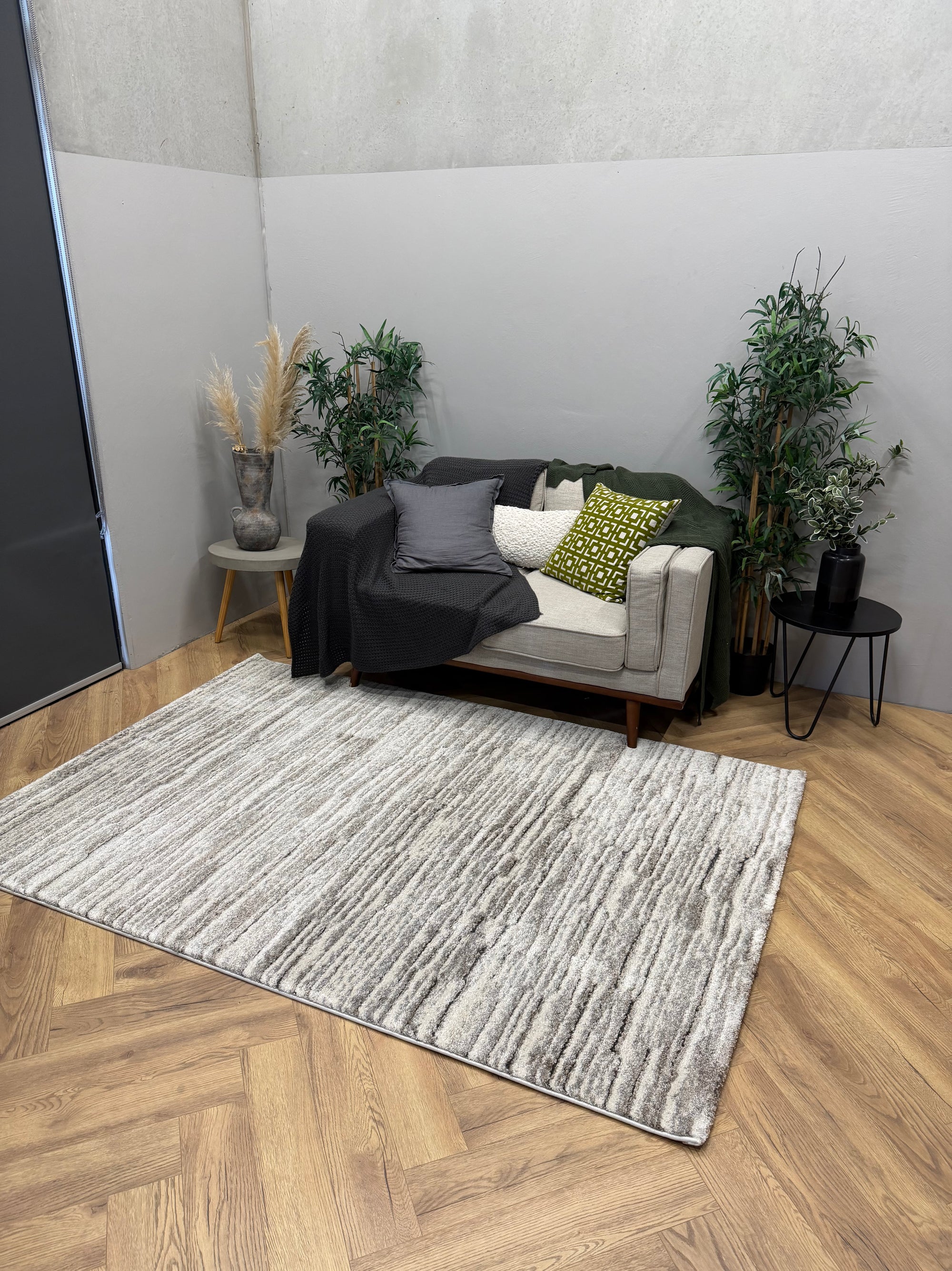 Crete Driftwood Ivory Grey lines Rug
