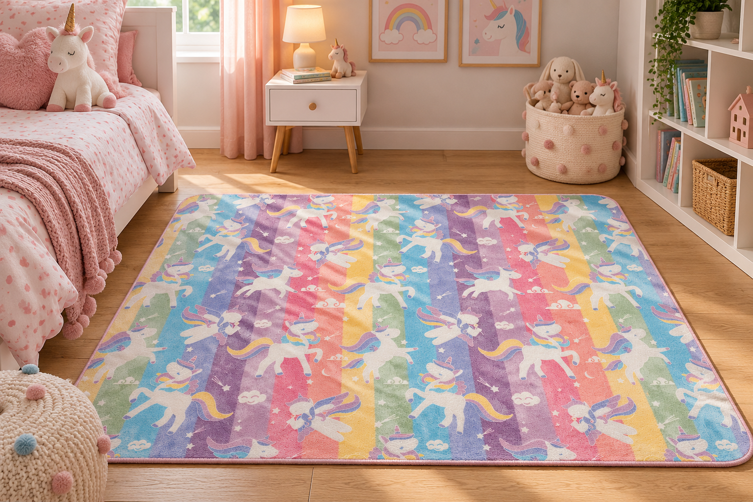 Rainbow Unicorn Fantasy Kids Rug 100x150cm