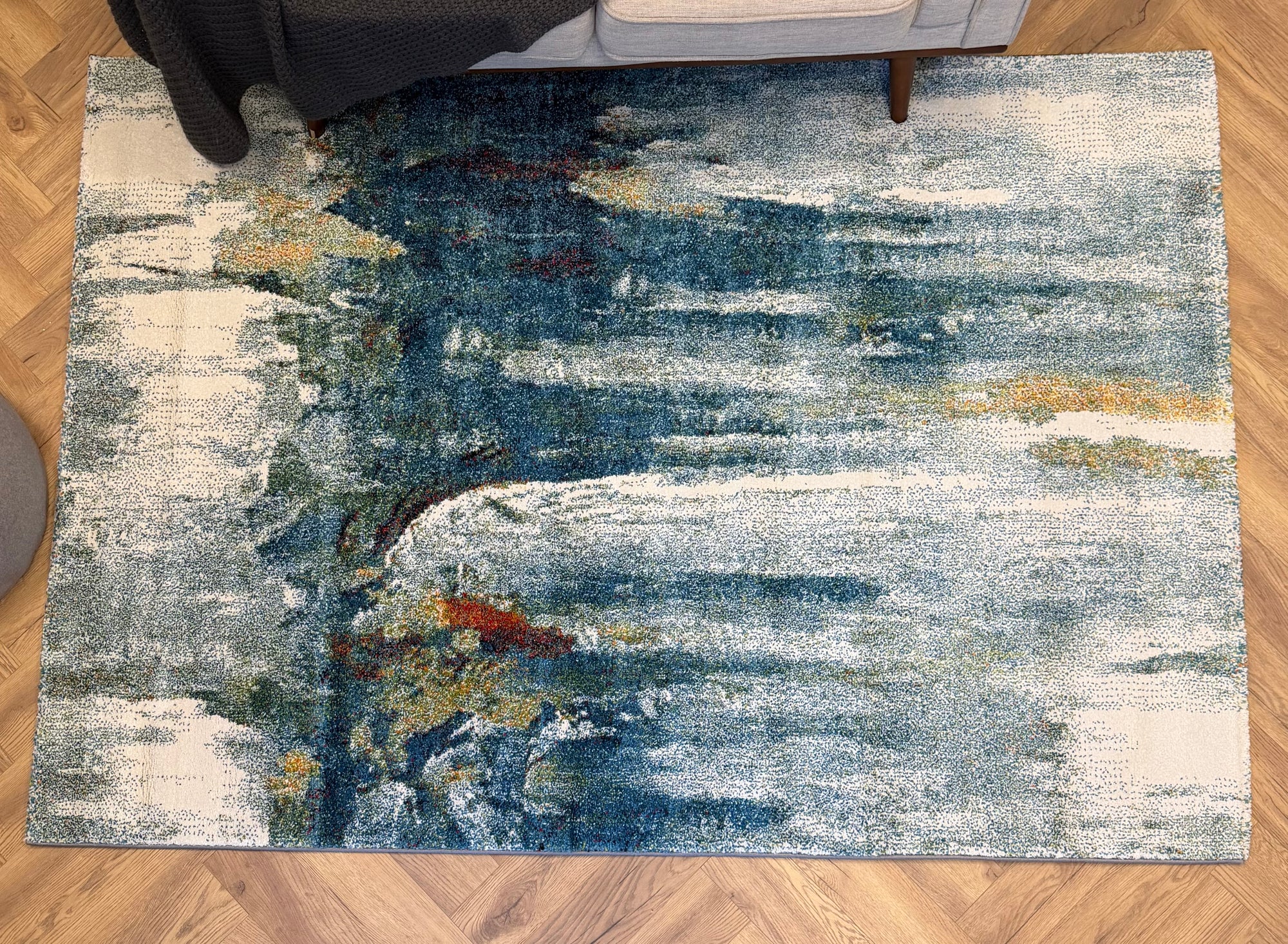Picasso Cascade Teal colours Modern floor rug