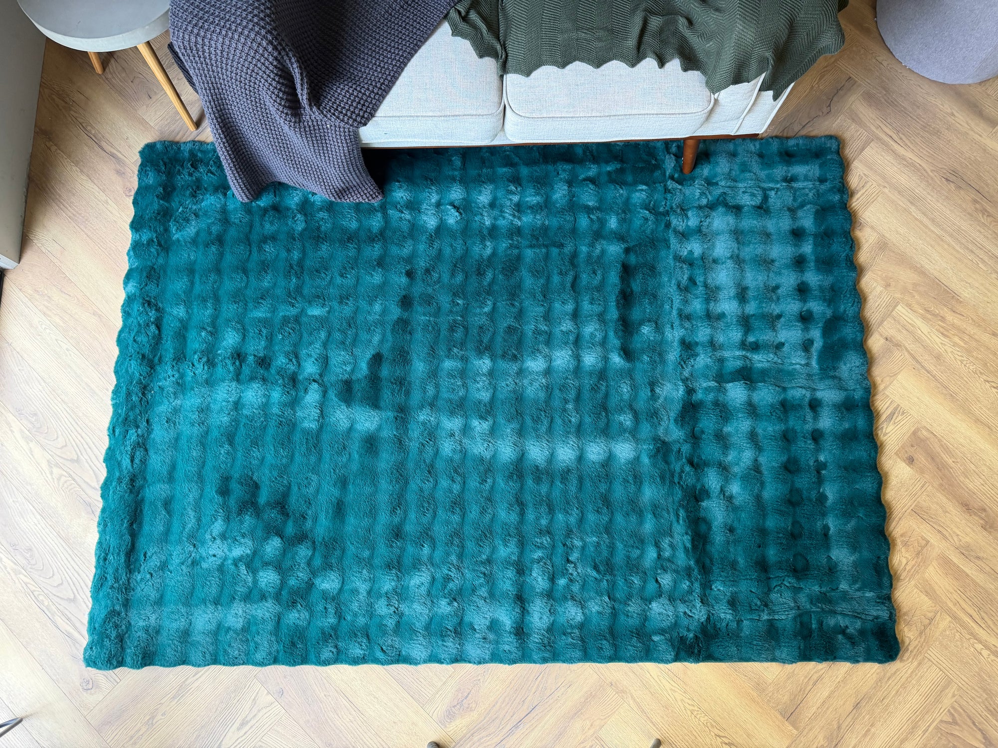 Faux Fur Pebble Emerald Shaggy Rug