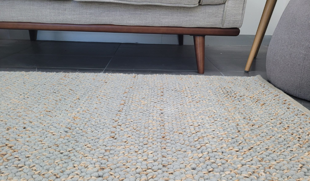 Evie Blue Handwoven Braided Wool Blend Rug