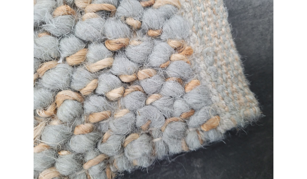 Evie Blue Handwoven Braided Wool Blend Rug