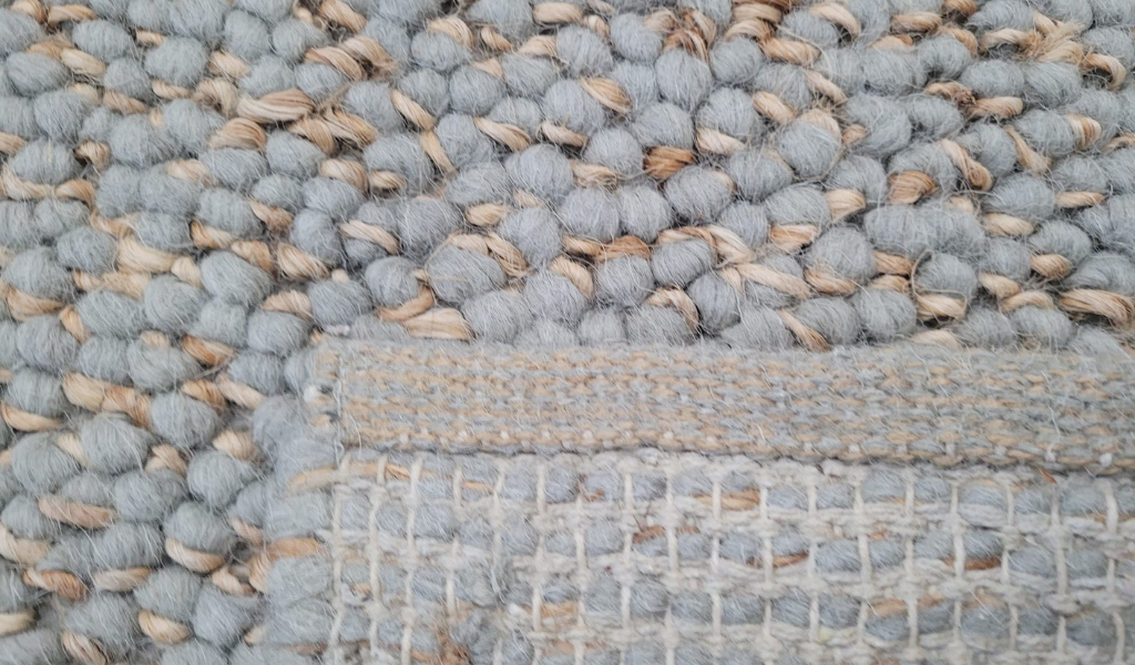 Evie Blue Handwoven Braided Wool Blend Rug