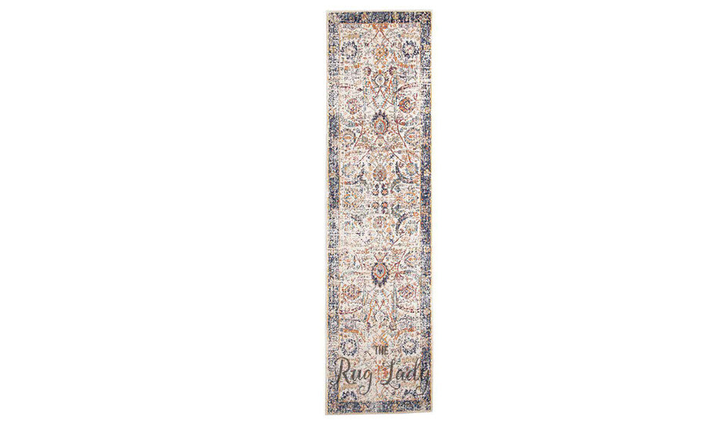 Awaken Ivory Orange Power Loomed Hallway Runner
