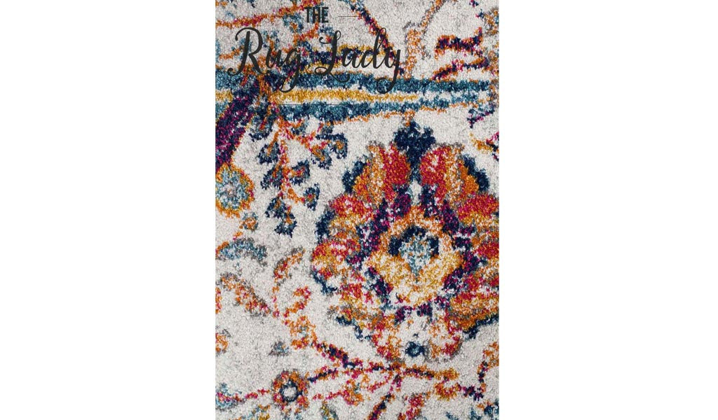 Awaken Ivory Orange Power Loomed Hallway Runner