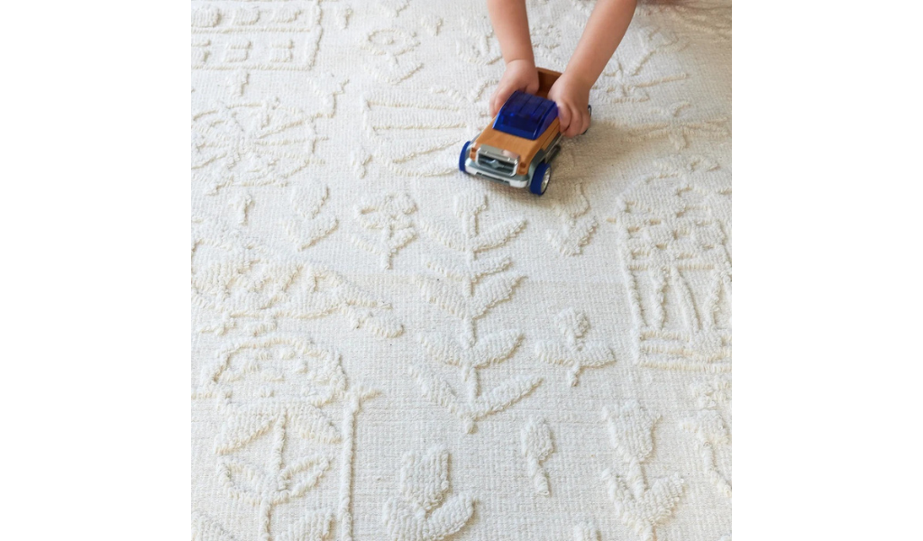 Isla Ivory Kids Textured Wool Rug
