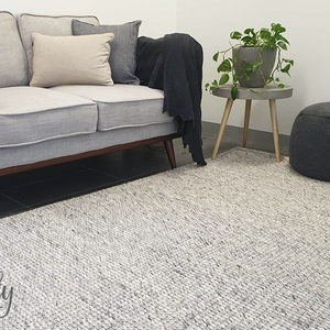 Essence Scandinavian Beige Silver Felted Wool Rug