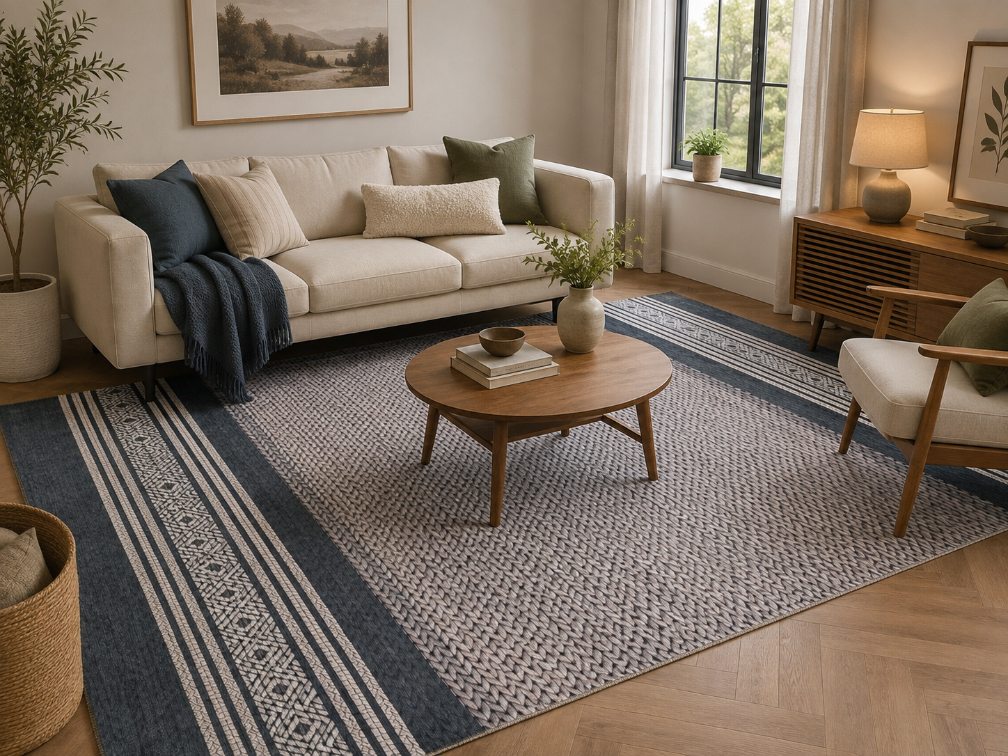 Cozy Nordic Charcoal & Ivory Machine Washable Rug – 200x300cm