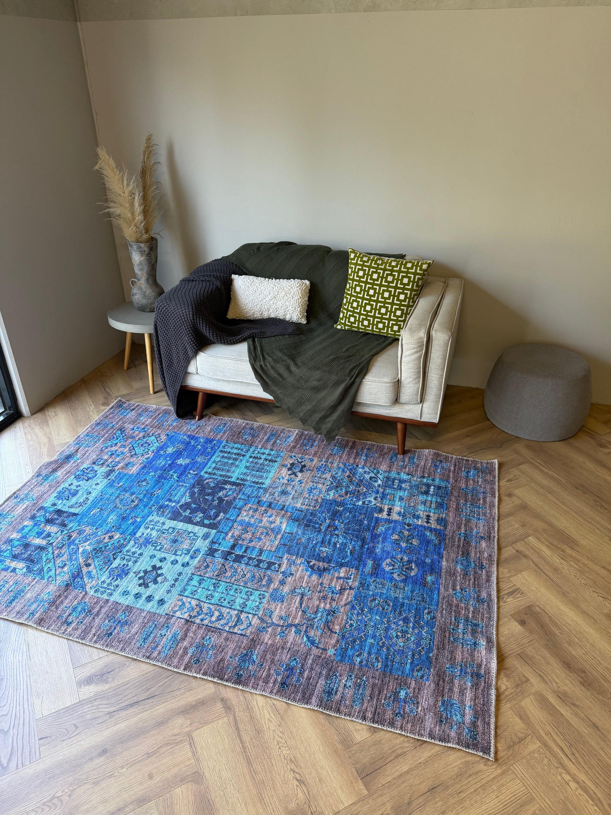 Cozy Azure Patchwork Washable Rug Size: 160 x 230cm