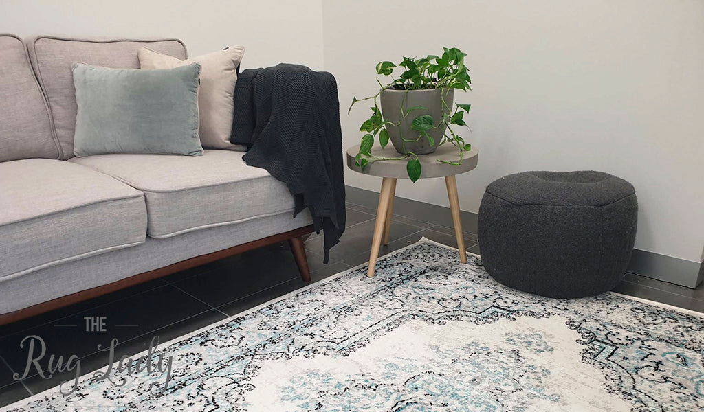 Freedom Grey Blue Medallion Pattern Rug