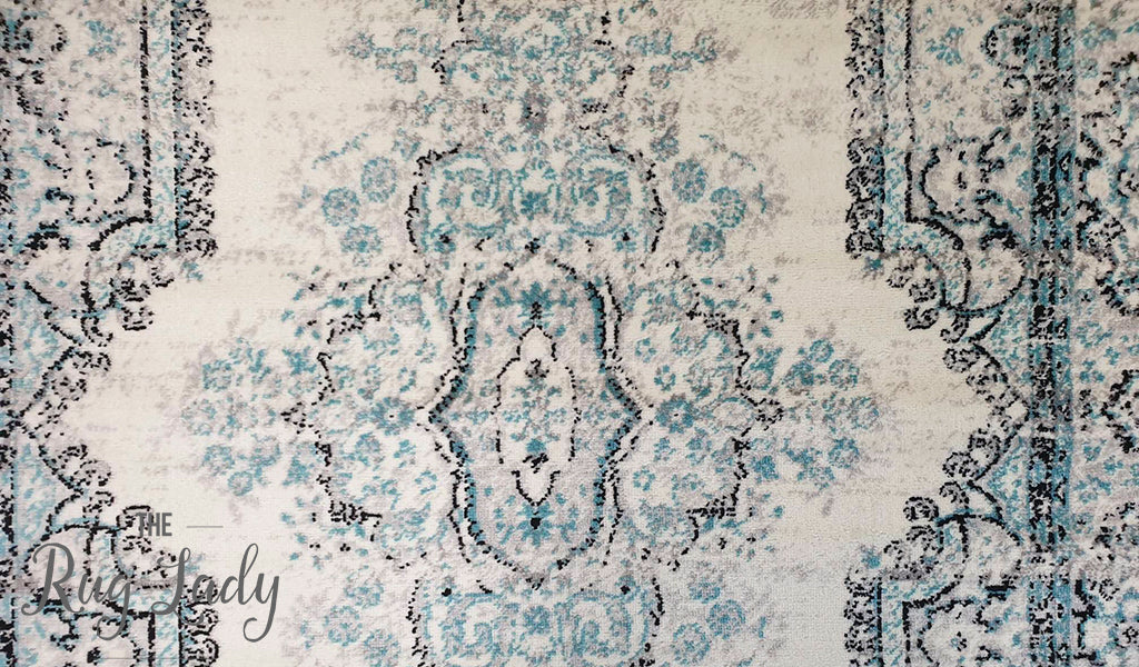 Freedom Grey Blue Medallion Pattern Rug