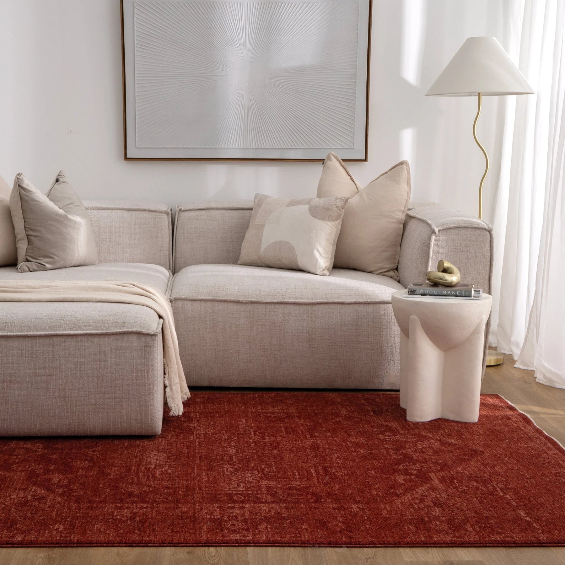 Heritage Distressed Medallion Rust Rug 160 x 230cm