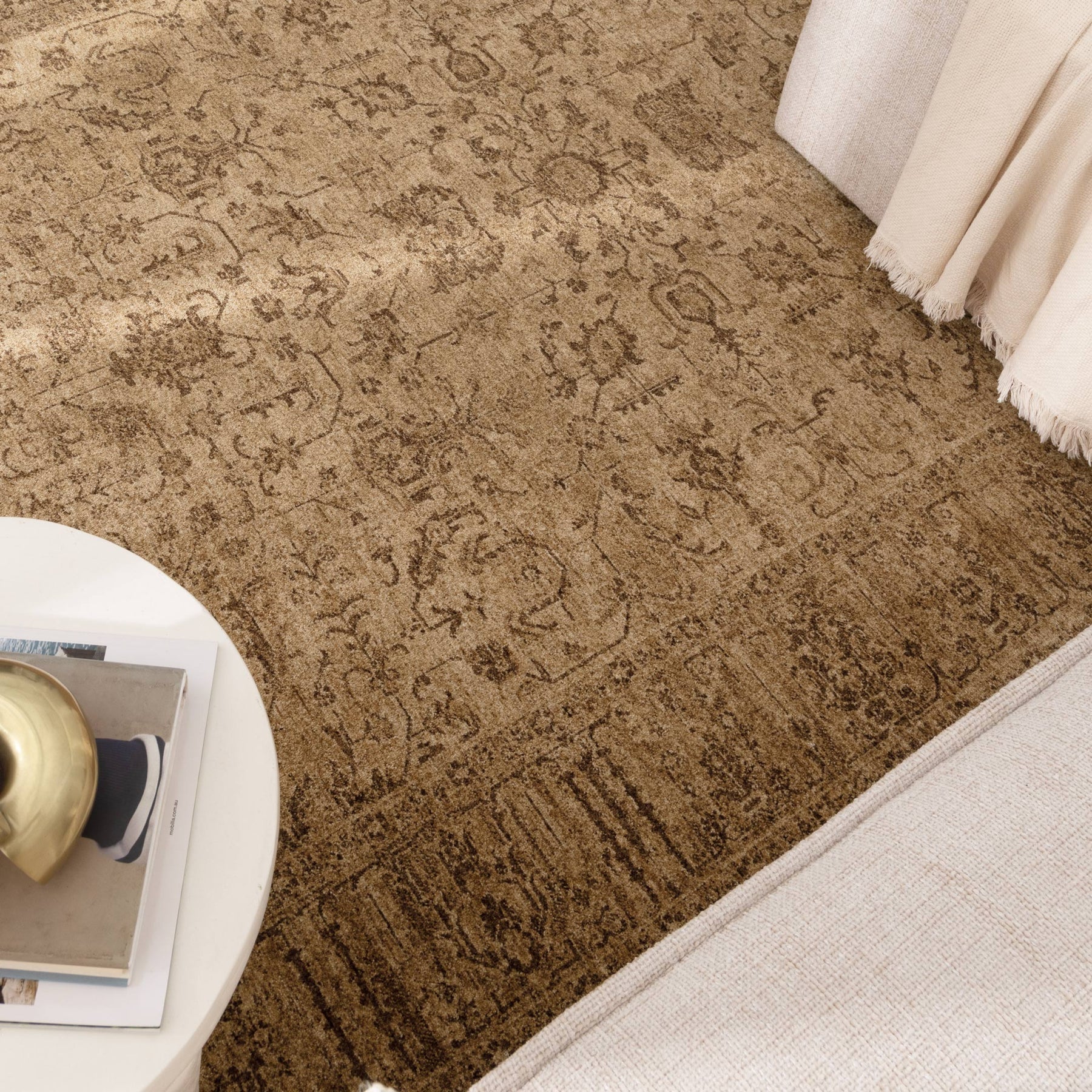 Heritage Distressed Border Mustard Rug