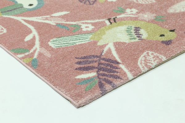 Happy Feet Bright Birds Pink Kids Rug - mrrugs.com.au