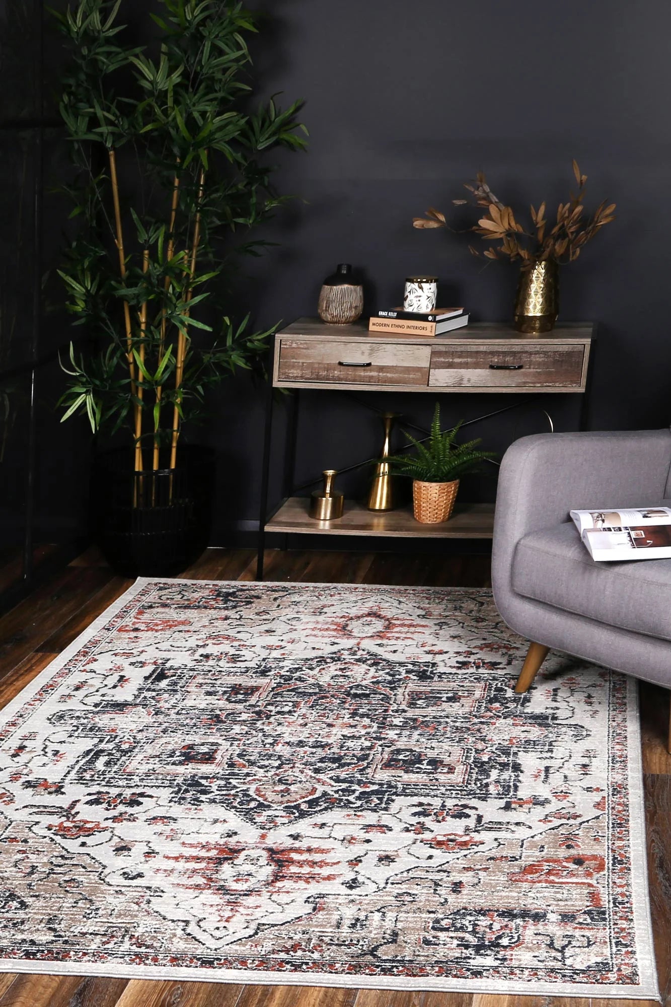 Havana Terra blue grey Traditional transitional Rust Multi 200 x 280 Rug