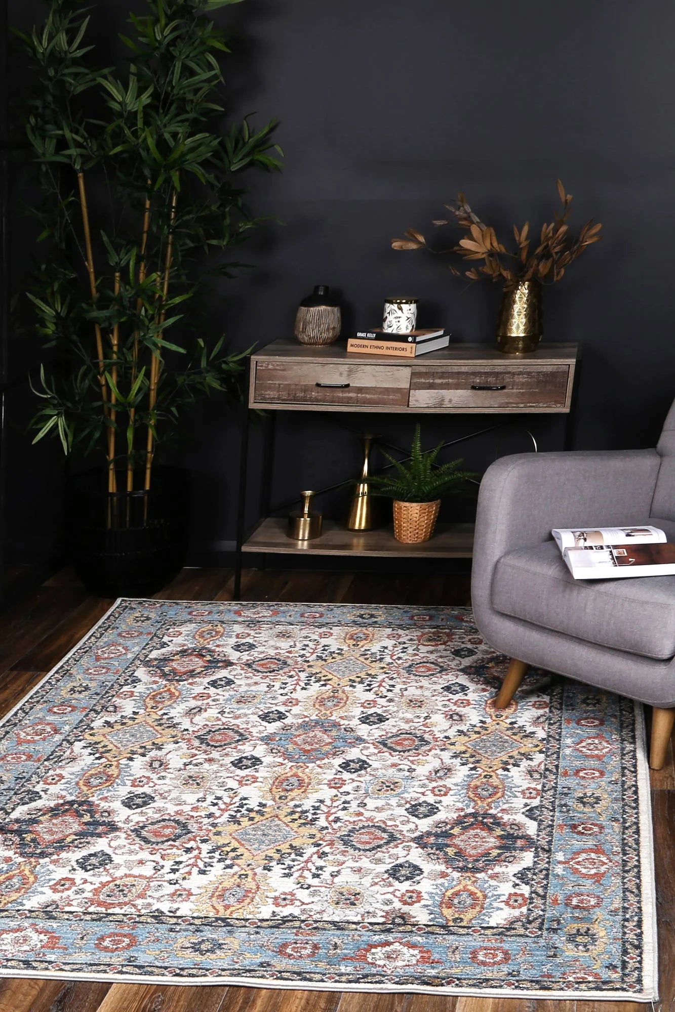 Havana Terra blue mixed Transitional Multi 160 x 220 cm