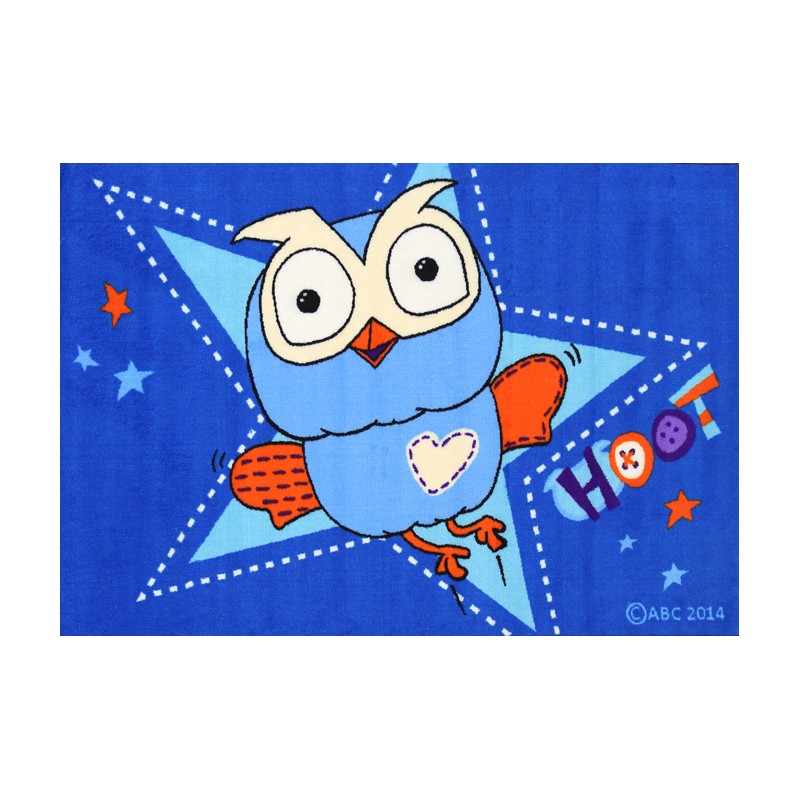Blue hoot kids bedroom rug