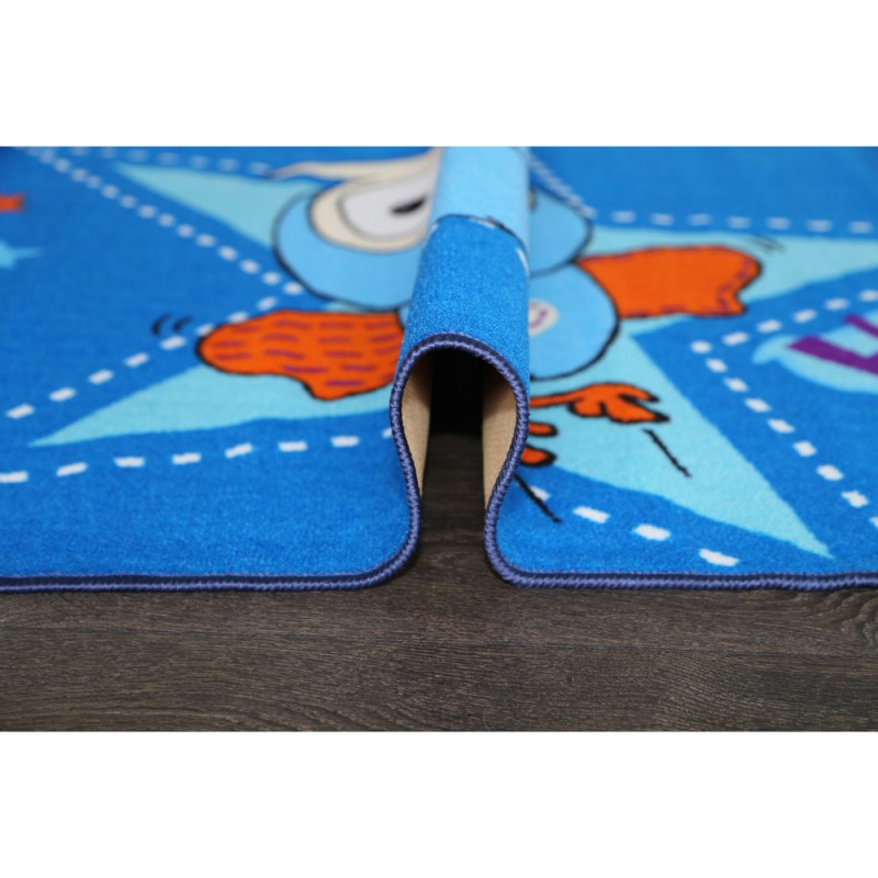 Blue hoot kids bedroom rug