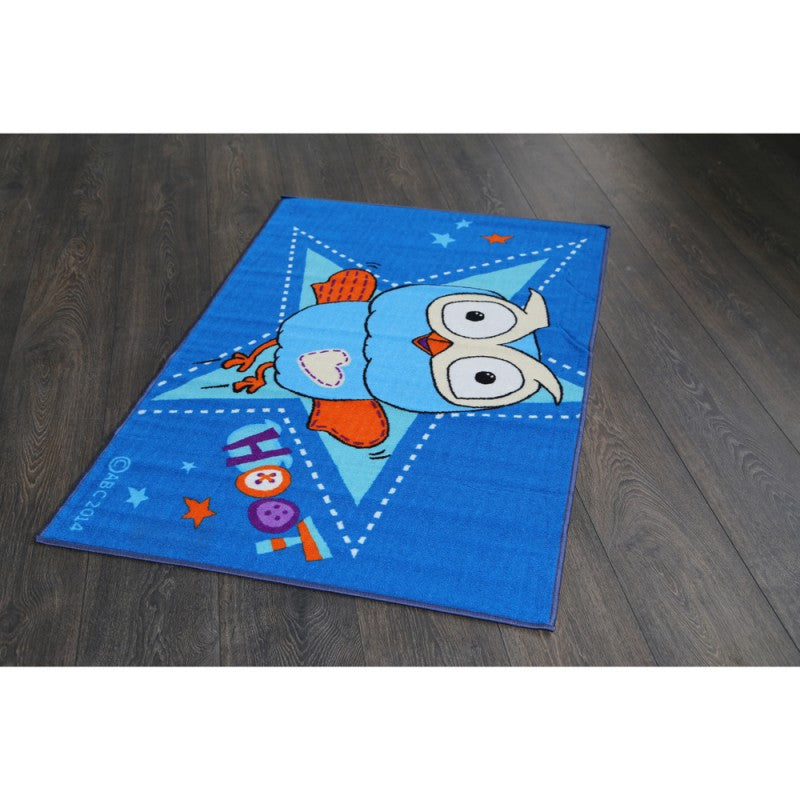 Blue hoot kids bedroom rug