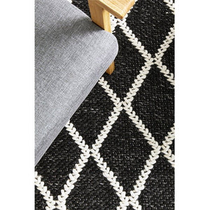 Harriet Black Hand Woven Wool Rug