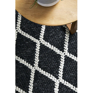 Harriet Black Hand Woven Wool Rug