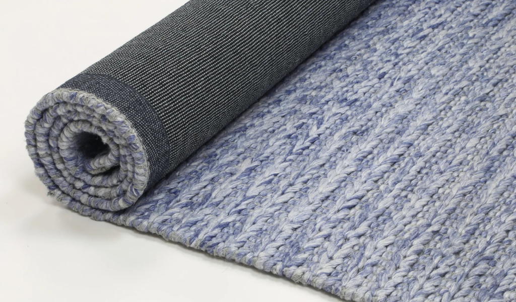 Halo Blue Braided Pattern Wool Blend Rug