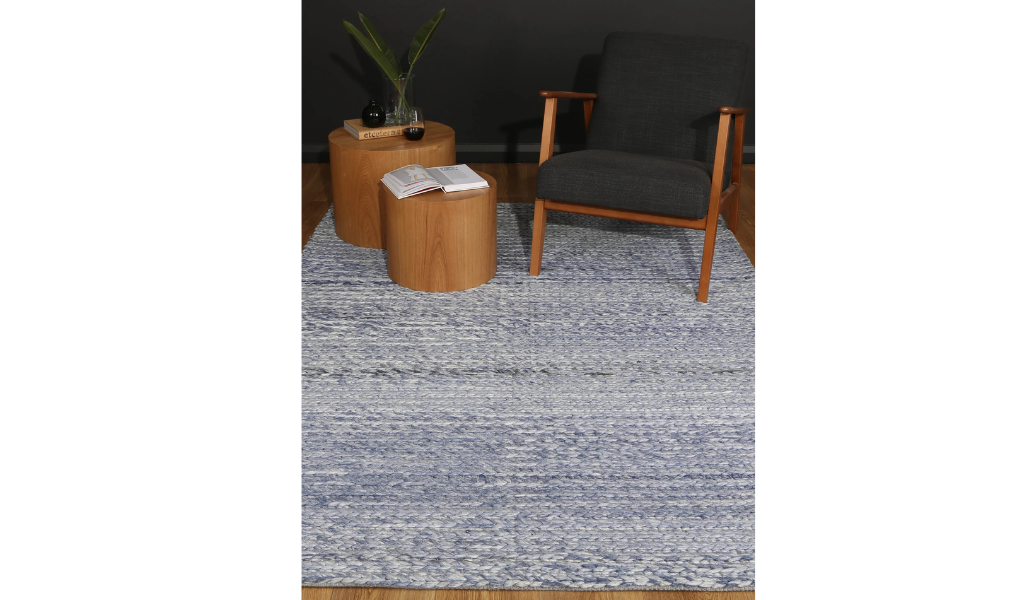 Halo Blue Braided Pattern Wool Blend Rug