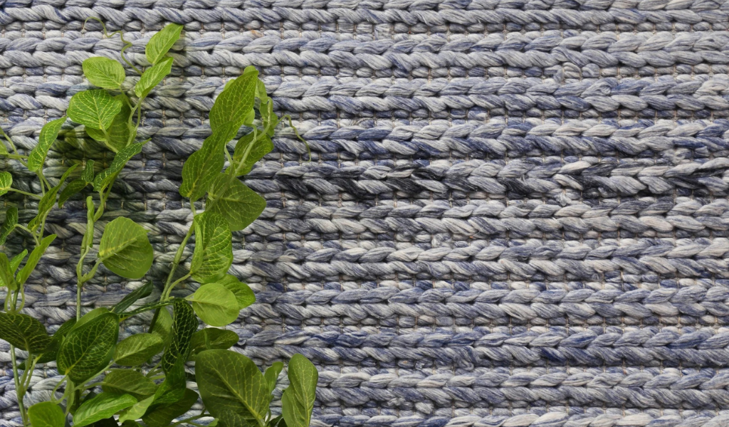 Halo Blue Braided Pattern Wool Blend Rug