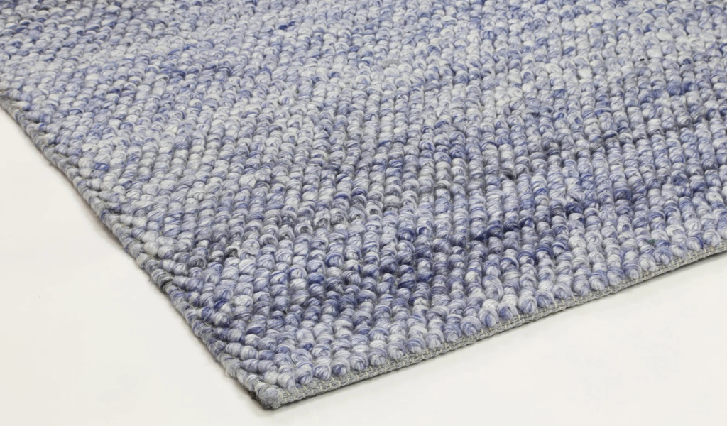 Halo Blue Loop Pattern Wool Blend Rug