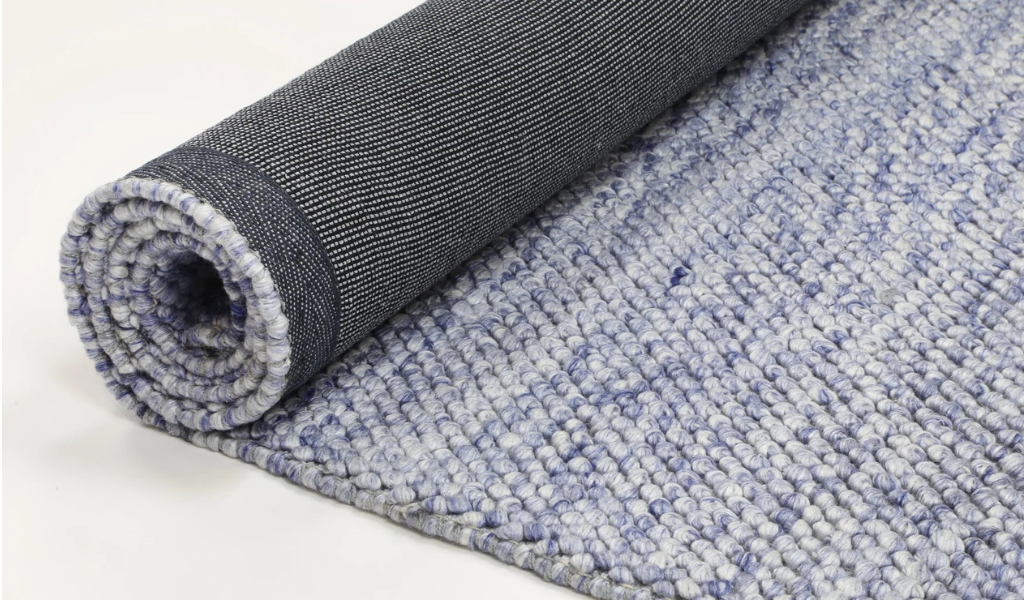 Halo Blue Loop Pattern Wool Blend Rug