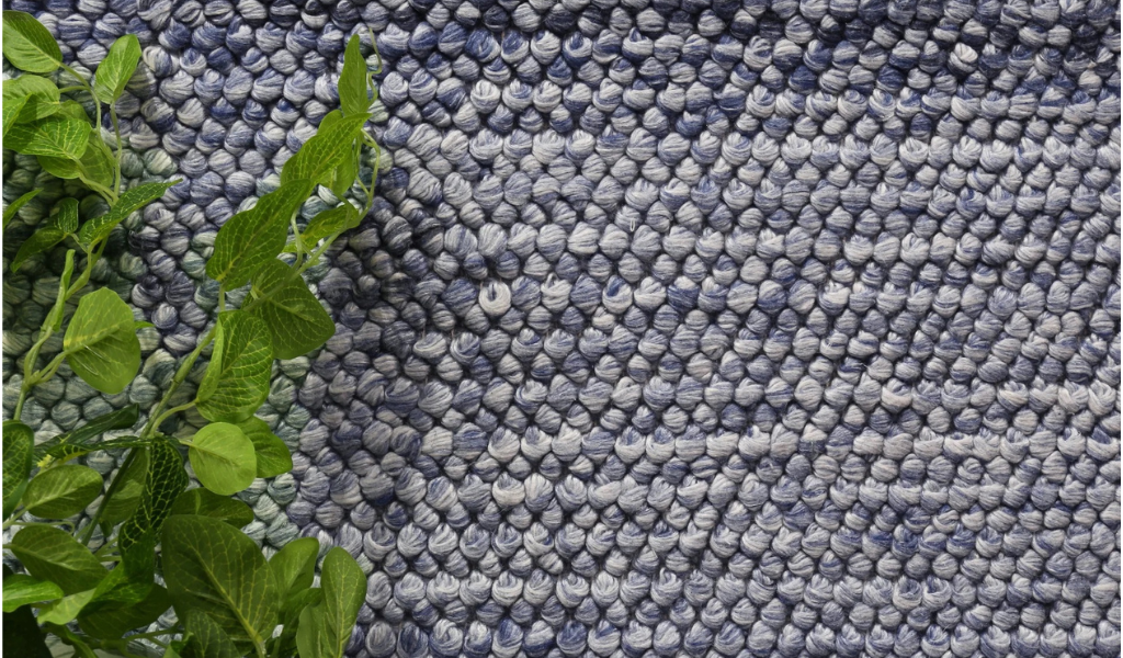 Halo Blue Loop Pattern Wool Blend Rug