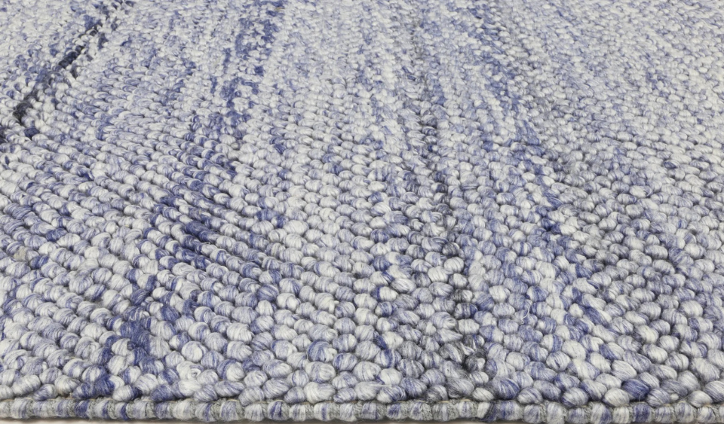 Halo Blue Loop Pattern Wool Blend Rug
