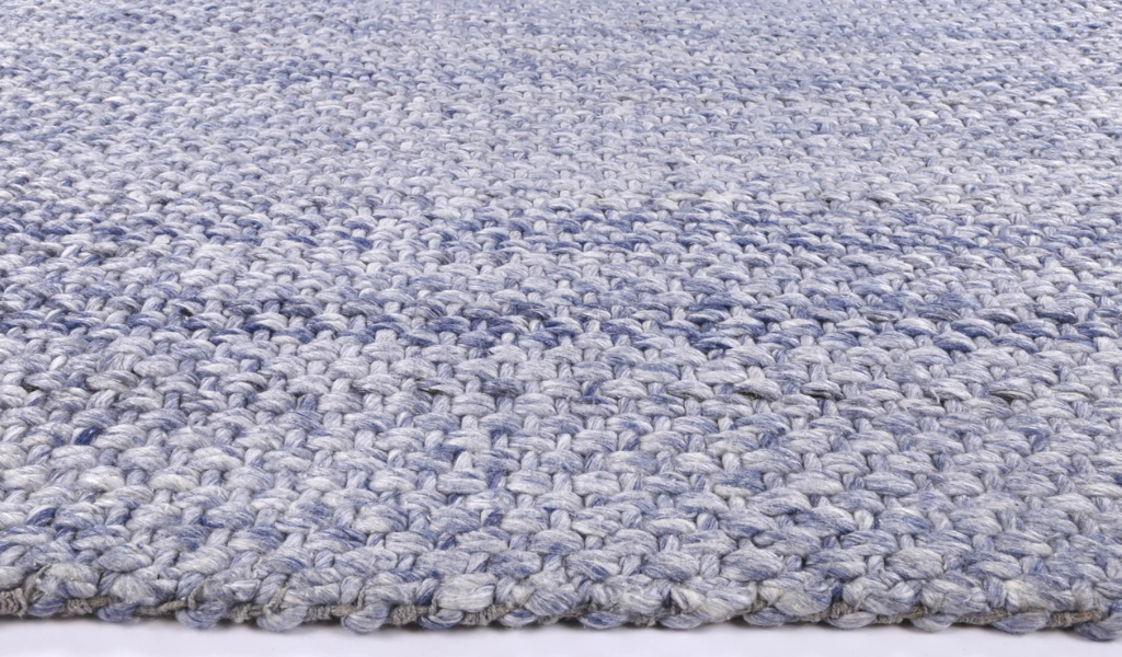 Halo Blue Weave Pattern Wool Blend Rug
