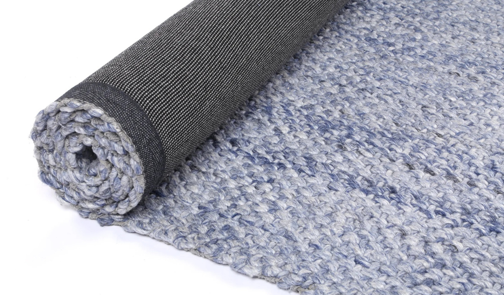 Halo Blue Weave Pattern Wool Blend Rug